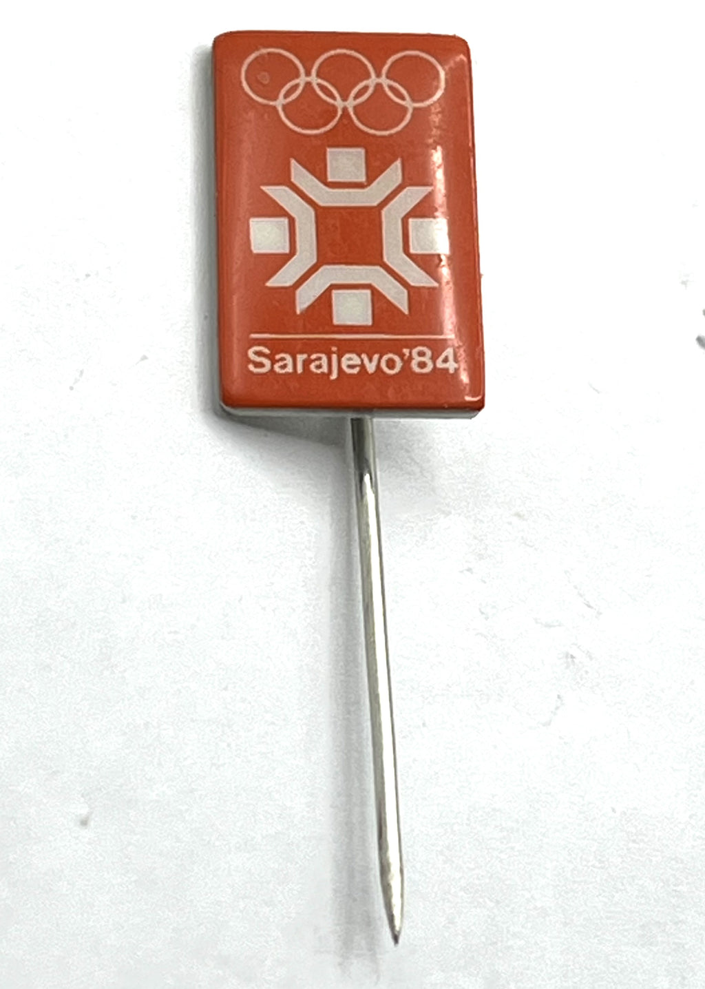 1984 Sarajevo Winter Olympics Stick Pin ~ Snowflake Emblem ~ Orange