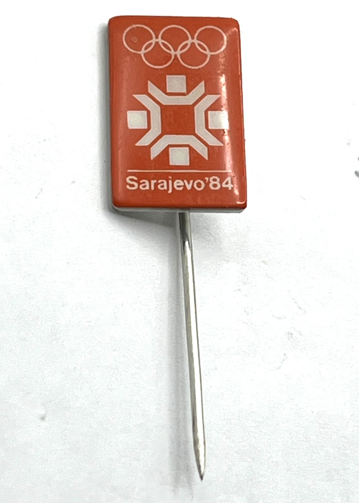 1984 Sarajevo Winter Olympics Stick Pin ~ Snowflake Emblem ~ Orange