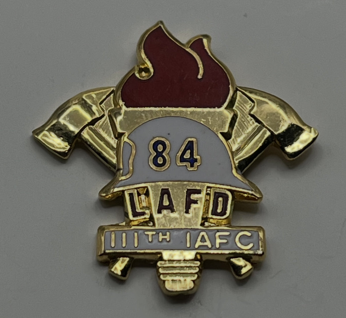 1984 Olympic Pin ~ LAFD 111th IAFC Fire Helmet Torch
