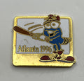 1996 Atlanta Olympic Baseball Pin ~ Izzy Mascot Swinging ~ Square