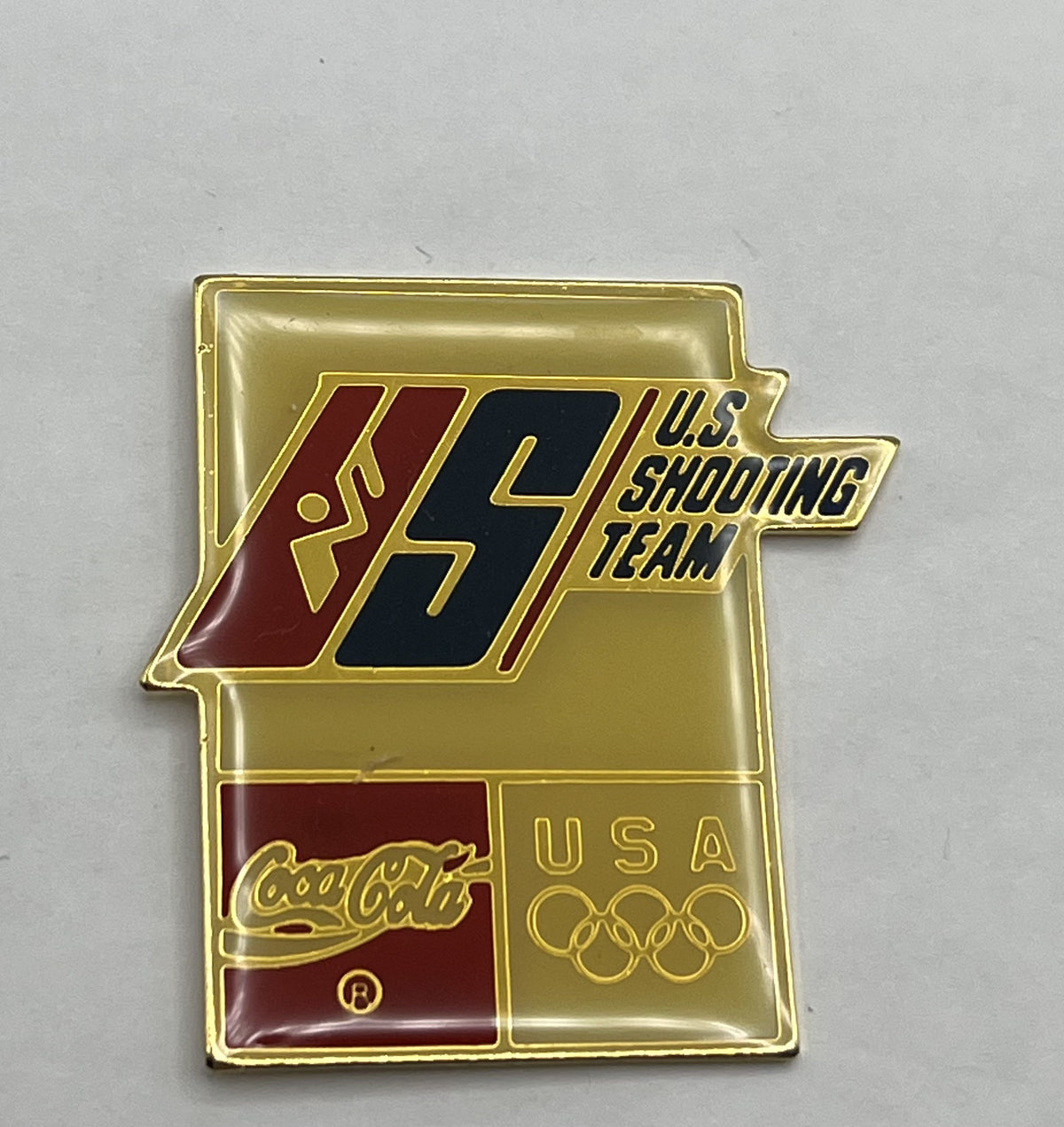 Coca-Cola Olympic Sponsor Pin ~ U.S. Shooting Team ~ USA Olympic Rings