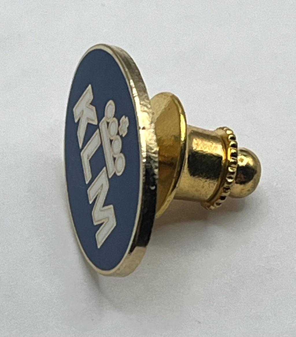 KLM Royal Dutch Airlines Pin ~ Blue Oval Crown Logo