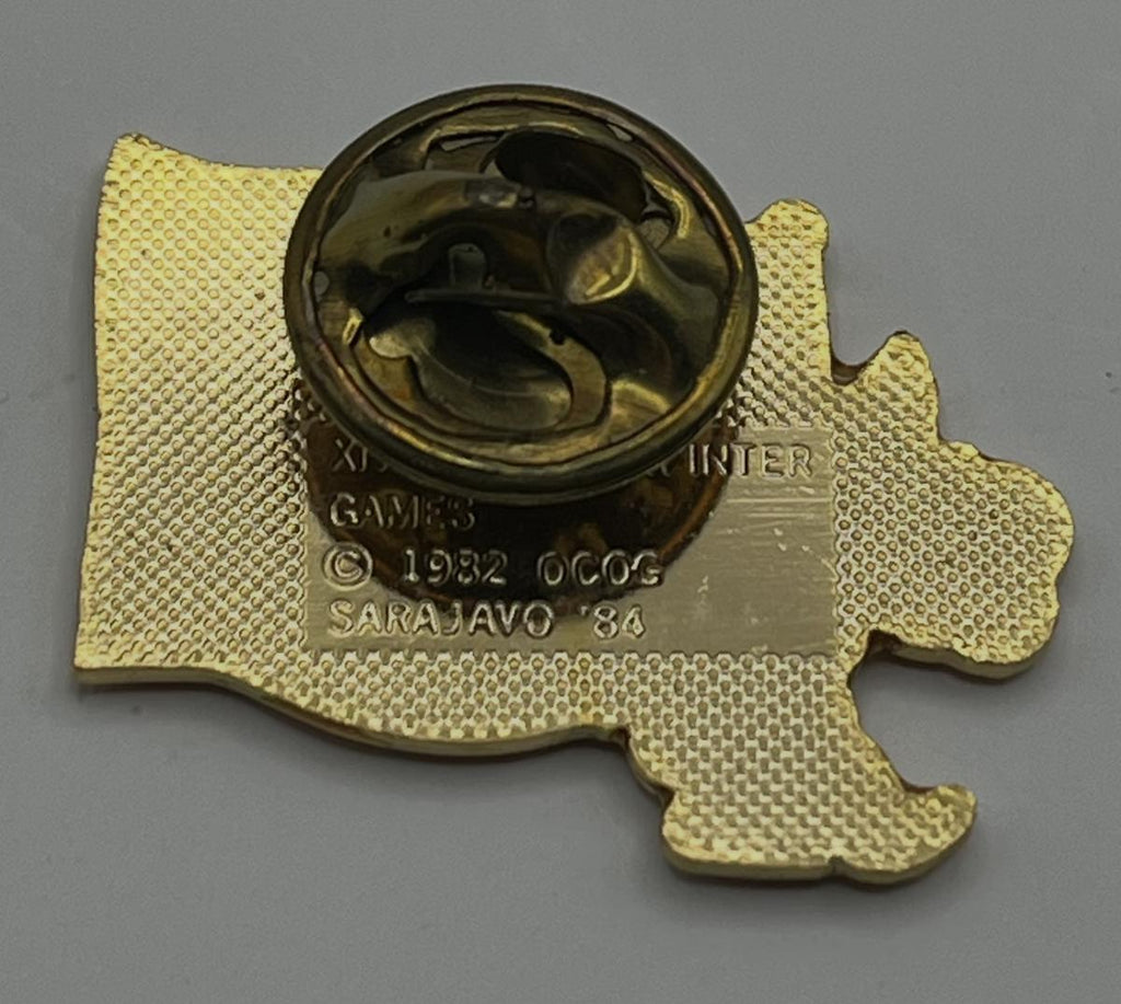 1984 Sarajevo Olympic Pin ~ Vučko Mascot Set ~ USA Flag