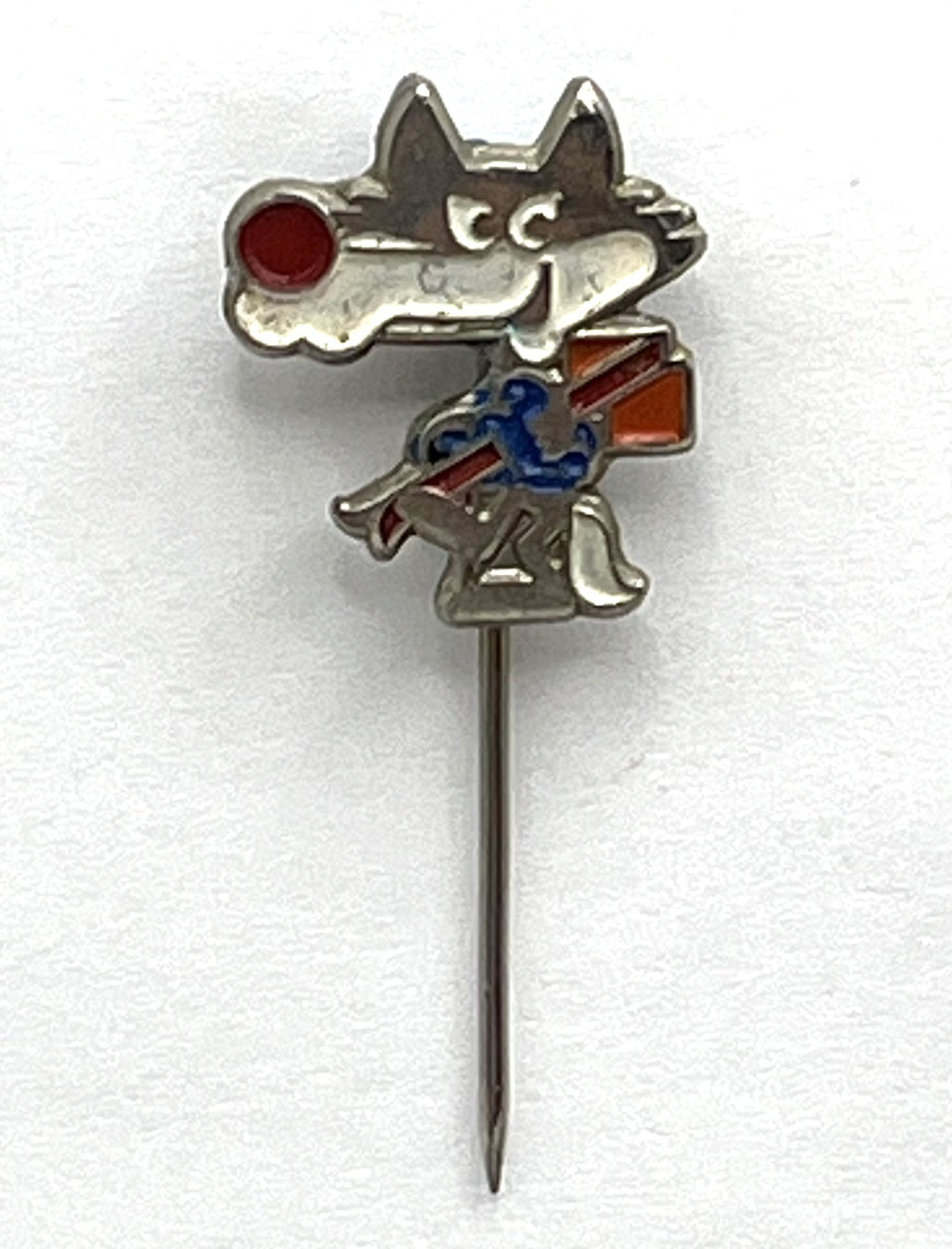 1984 Sarajevo Winter Olympics Mascot Stick Pin ~ Vučko the Wolf ~ Cut-Out