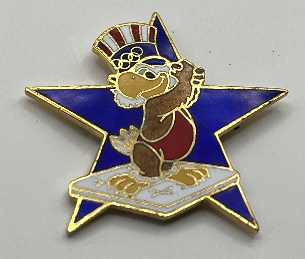 1984 Los Angeles Olympic Track & Field Pin ~ Sam the Eagle Series II Blue Star Hammer Throw