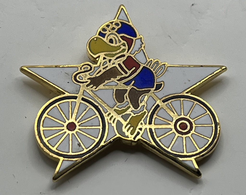 1984 Los Angeles Olympic Cycling Pin ~ Sam the Eagle Series II White Star