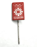 1984 Sarajevo Winter Olympics Stick Pin ~ Snowflake Emblem ~ Red