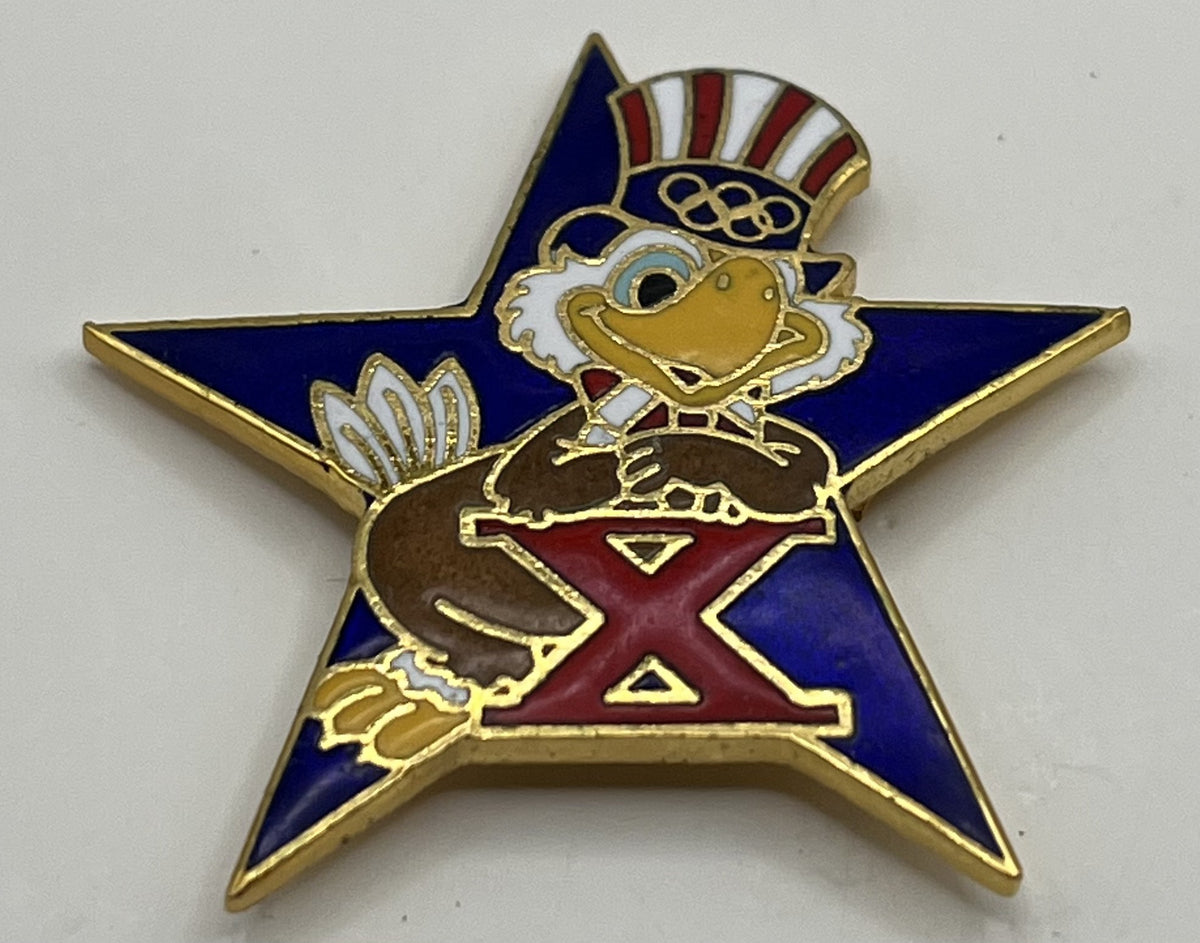1984 Los Angeles Olympic Decathlon Pin ~ Sam the Eagle Series II Blue Star