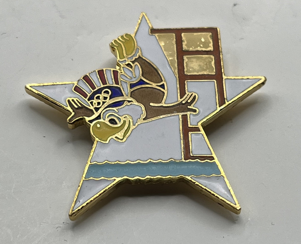 1984 Los Angeles Olympic Diving Pin ~ Sam the Eagle Series II White Star