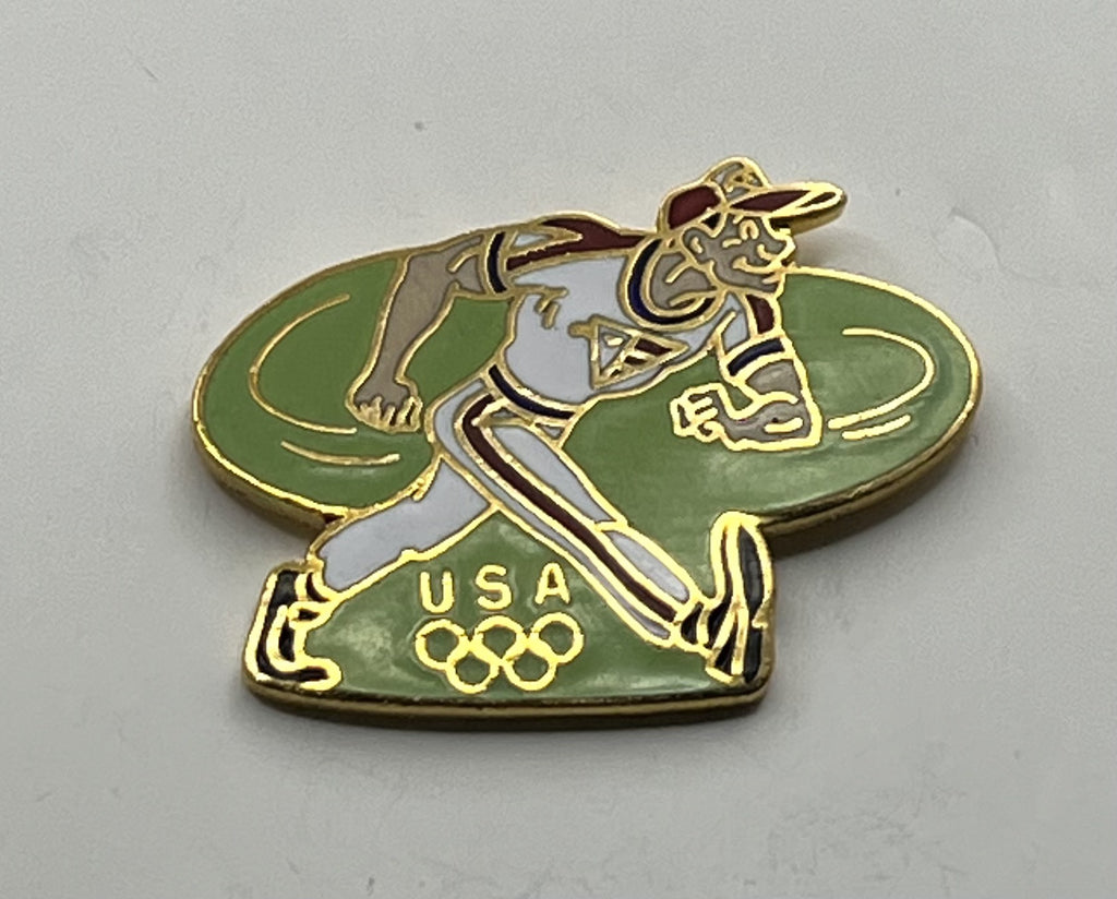 1988 Seoul Olympic Baseball Pin ~ Hanna-Barbera Olympikids Head Coach Dexter Davis Pitcher