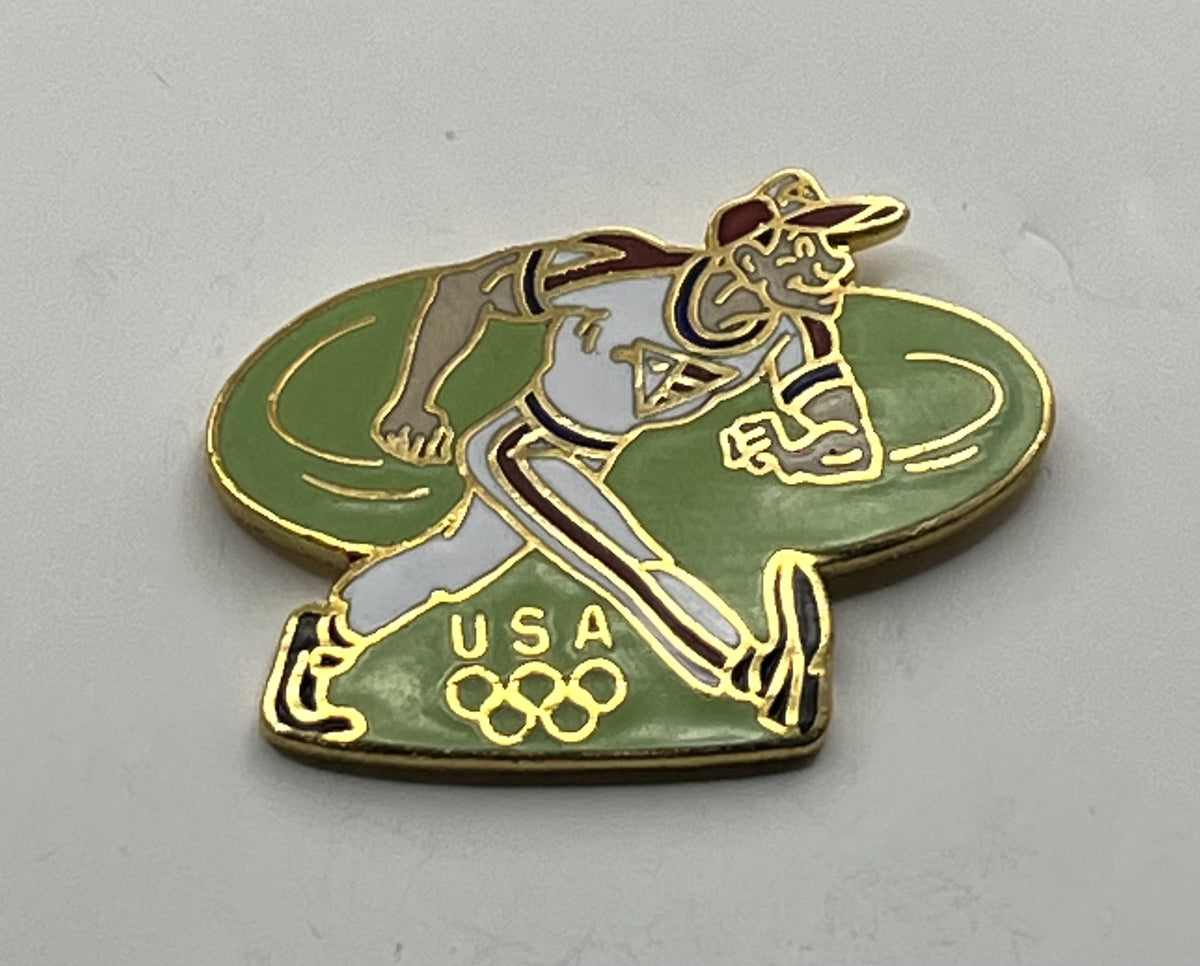 1988 Seoul Olympic Baseball Pin ~ Hanna-Barbera Olympikids Head Coach Dexter Davis Pitcher