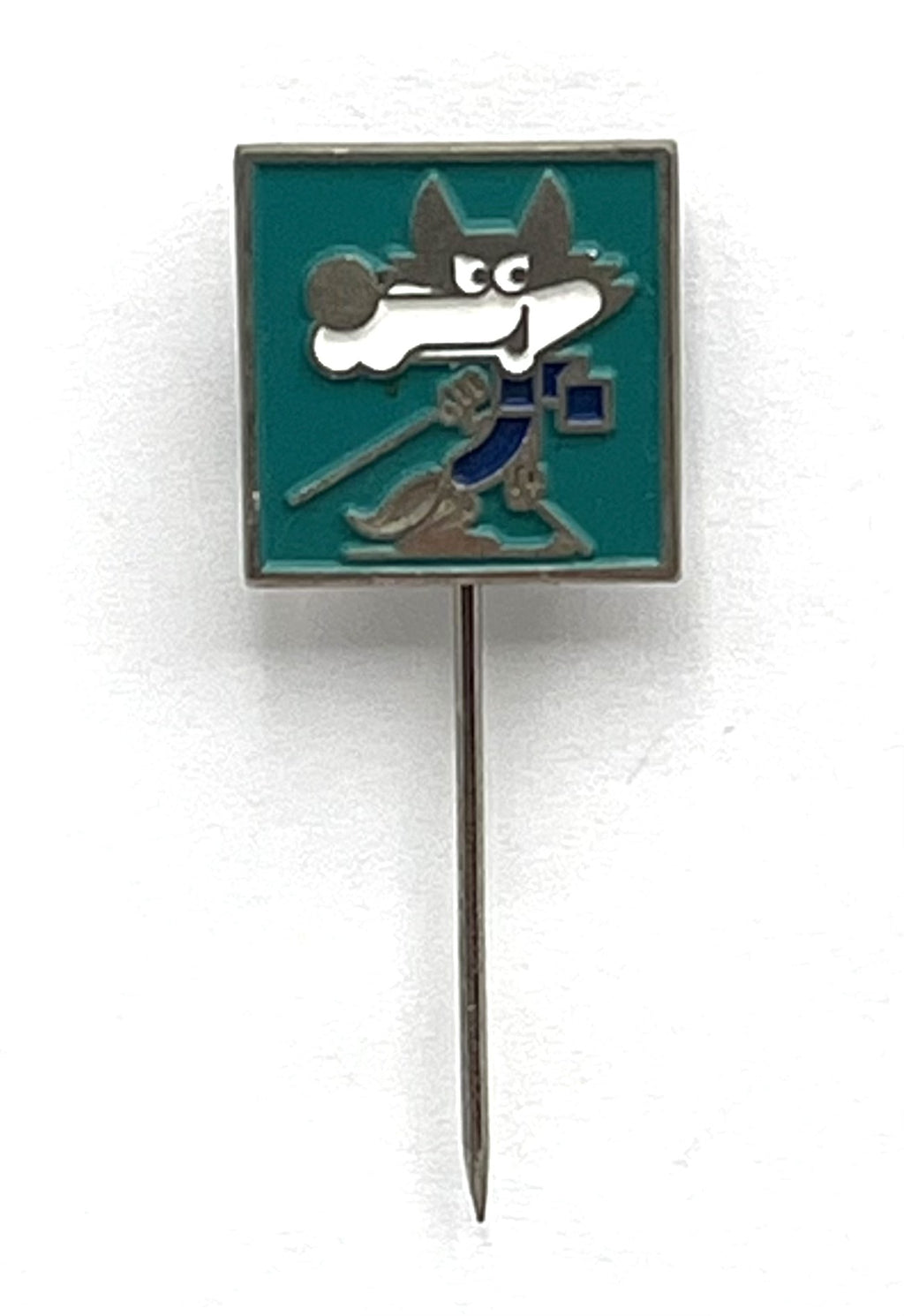 1984 Sarajevo Winter Olympics Mascot Stick Pin ~ Vučko the Wolf ~ Green