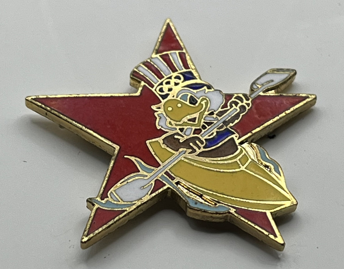 1984 Los Angeles Olympic Kayak Pin ~ Sam the Eagle Series II Red Star