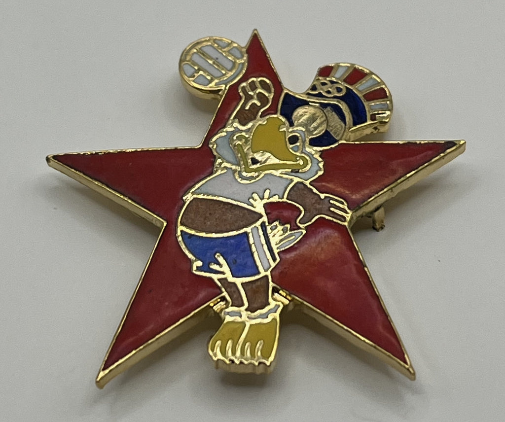 1984 Los Angeles Olympic Volleyball Pin ~ Sam the Eagle Series II Red Star