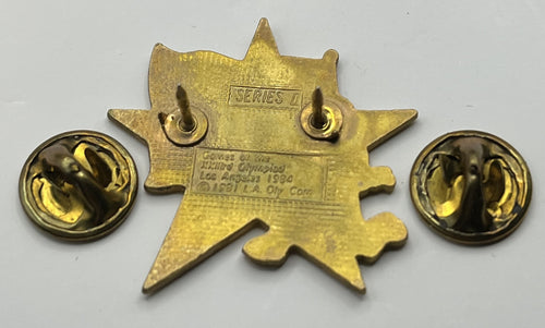 1984 Los Angeles Olympic Flag Pin ~ Sam the Eagle Series II Blue Star Stars in Motion