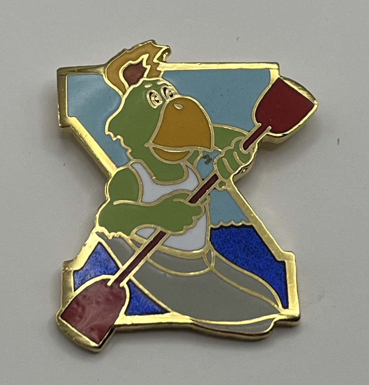 1987 Indianapolis Pan Am Games Kayak Pin ~ Amigo Mascot