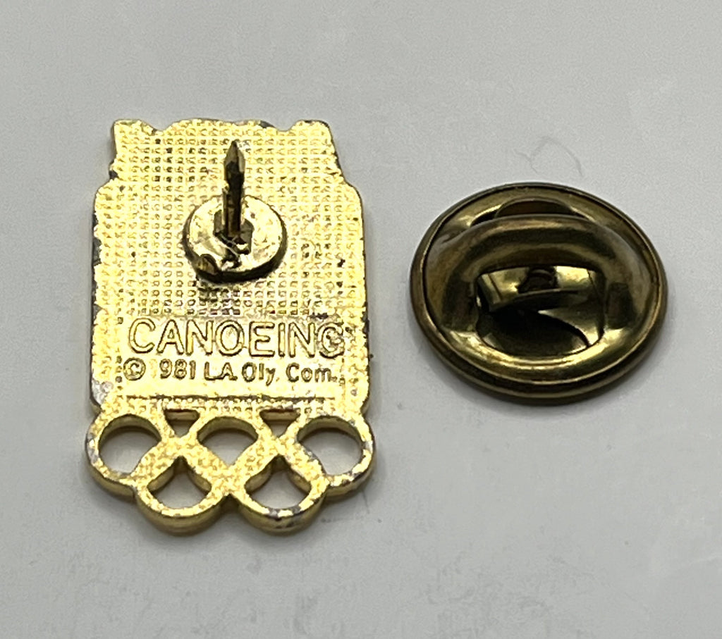 1984 Los Angeles Olympic Kayak Pin ~ LA84 Canoeing Pictogram