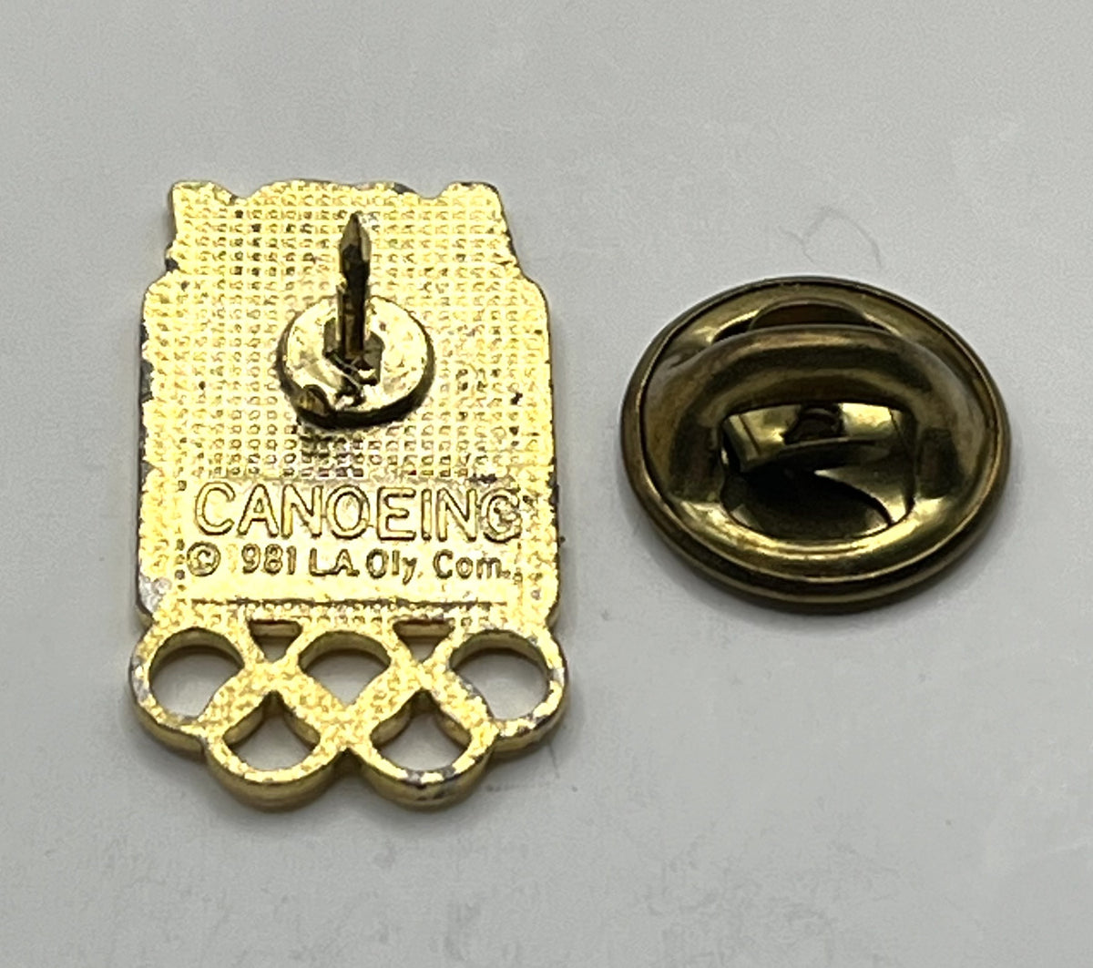 1984 Los Angeles Olympic Kayak Pin ~ LA84 Canoeing Pictogram