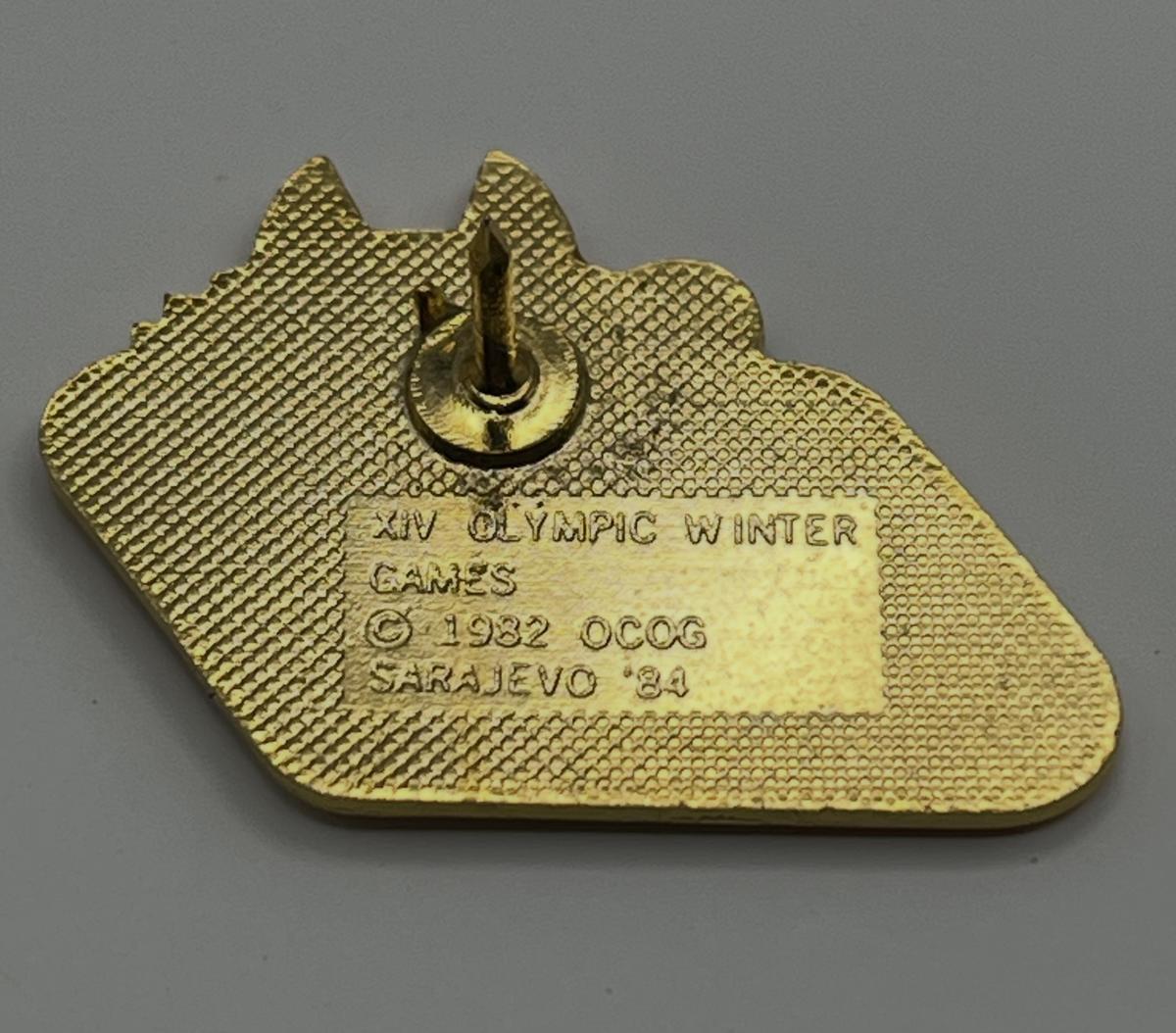 1984 Sarajevo Olympic Pin ~ Vučko Mascot Set ~ Speed Skating