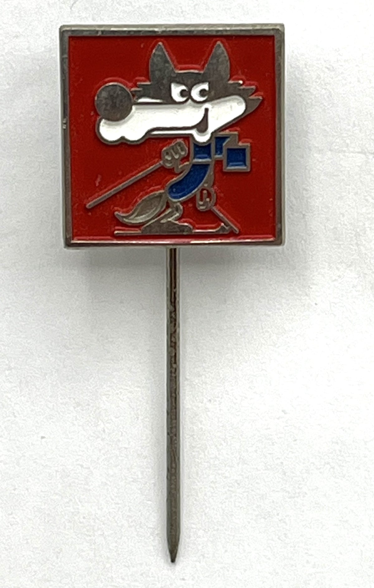 1984 Sarajevo Winter Olympics Mascot Stick Pin ~ Vučko the Wolf ~ Red