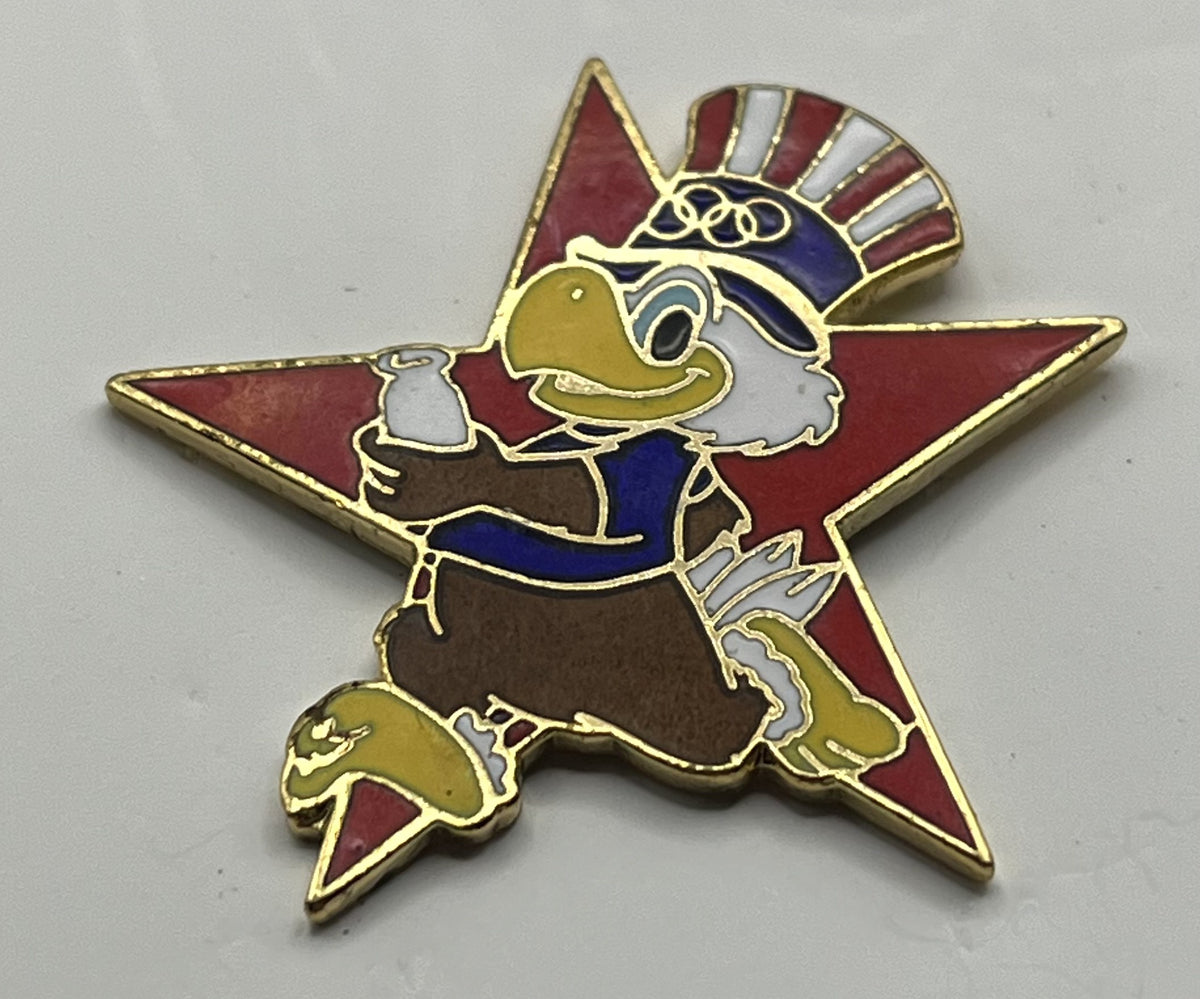 1984 Los Angeles Olympic Track & Field Pin ~ Sam the Eagle Series II Red Star Relay