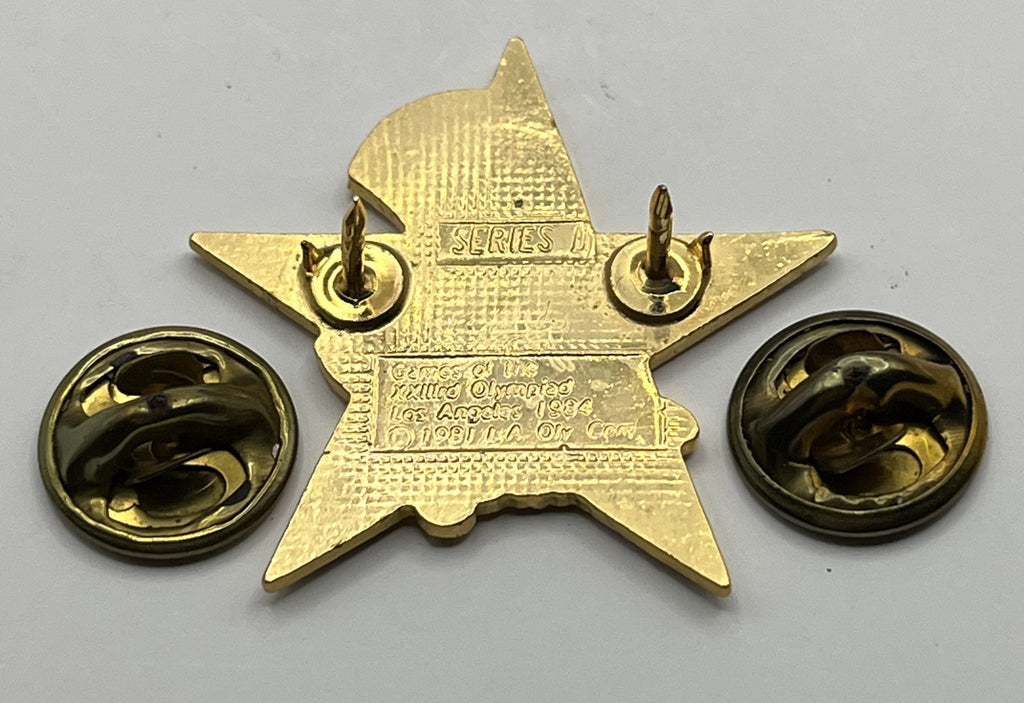 1984 Los Angeles Olympic Gymnastics Pin ~ Sam the Eagle Series II Blue Star Horizontal Bar