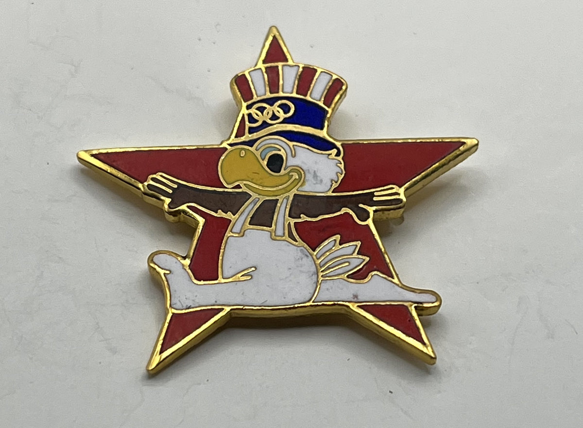 1984 Los Angeles Olympic Track & Field Pin ~ Sam the Eagle Series II Red Star