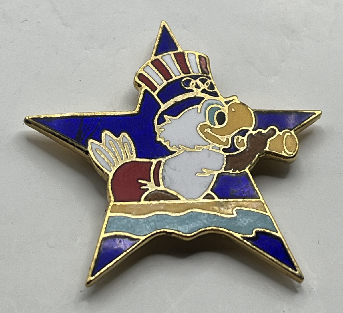 1984 Los Angeles Olympic Rowing Pin ~ Sam the Eagle Series II Blue Star