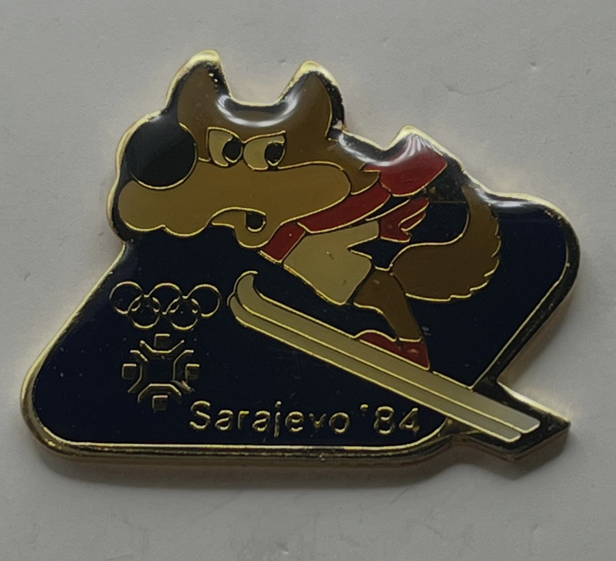 1984 Sarajevo Olympic Pin ~ Vučko Mascot Set ~ Ski Jumping