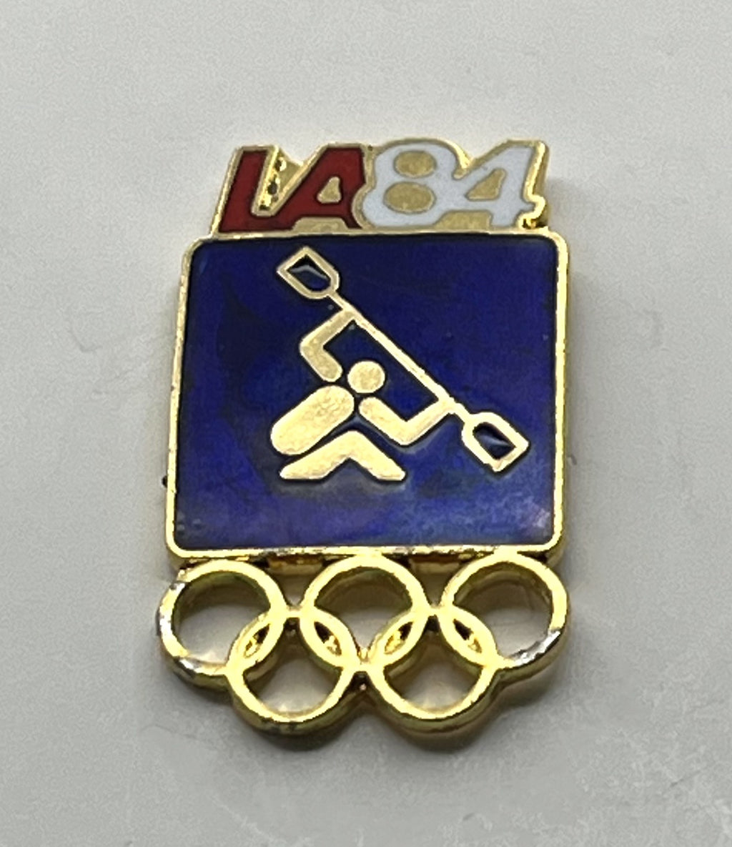 1984 Los Angeles Olympic Kayak Pin ~ LA84 Canoeing Pictogram
