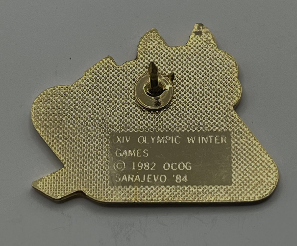 1984 Sarajevo Olympic Pin ~ Vučko Mascot Set ~ Ski Jumping