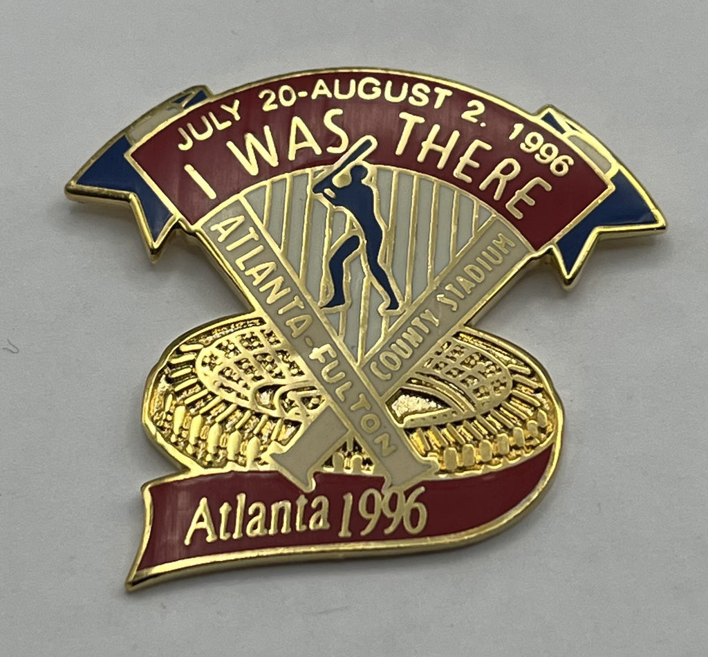 1996 Atlanta Olympic Baseball Pin ~ I Was There ~ Atlanta-Fulton County Stadium