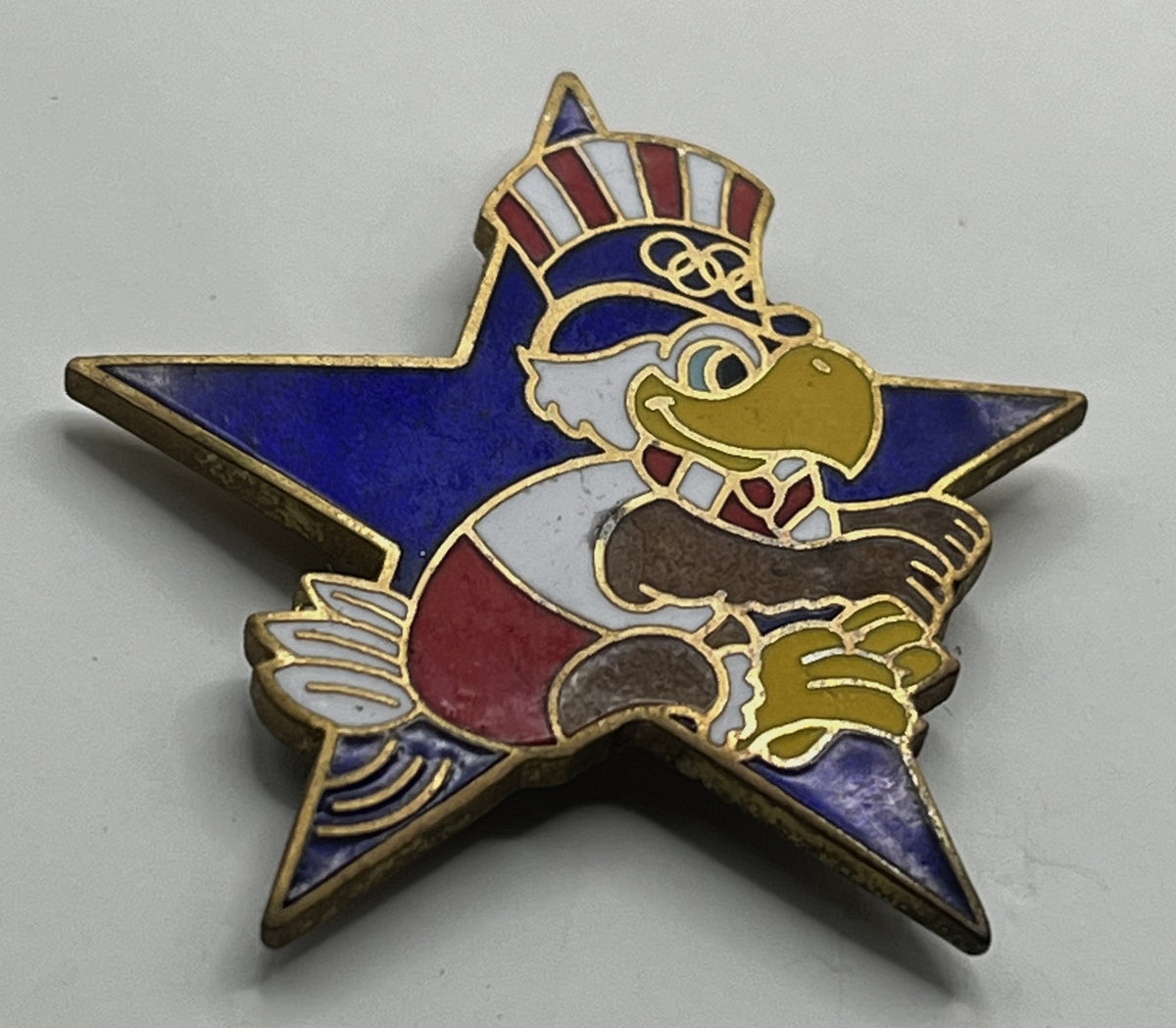 1984 Los Angeles Olympic Track & Field Pin ~ Sam the Eagle Series II Blue Star Long Jump