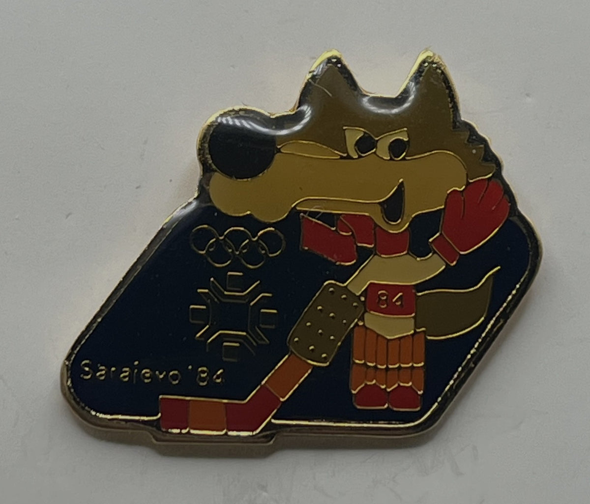 1984 Sarajevo Olympic Pin ~ Vučko Mascot Set ~ Ice Hockey Goalie
