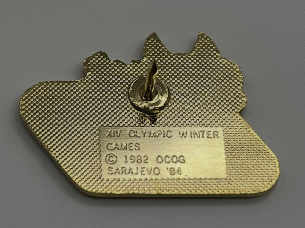 1984 Sarajevo Olympic Pin ~ Vučko Mascot Set ~ Luge