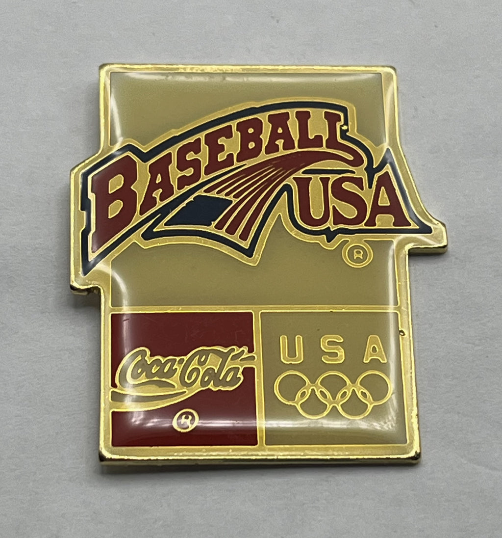 Coca-Cola Olympic Sponsor Pin ~ Baseball USA ~ USA Olympic Rings