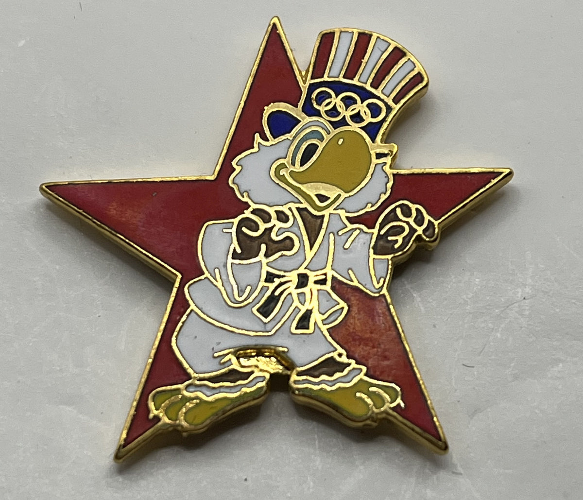 1984 Los Angeles Olympic Judo Pin ~ Sam the Eagle Series II Red Star