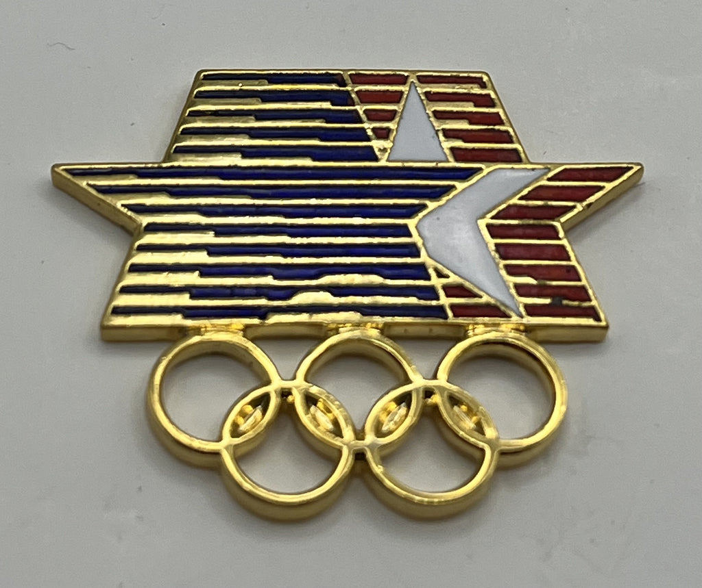 1984 Los Angeles Olympic Stars in Motion Logo Pin ~ Series II Gold Rings