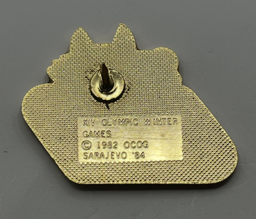 1984 Sarajevo Olympic Pin ~ Vučko Mascot Set ~ Figure Skating