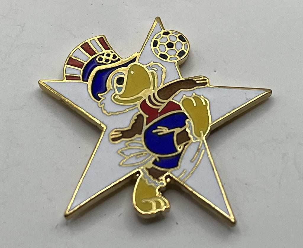 1984 Los Angeles Olympic Soccer Pin ~ Sam the Eagle Series II White Star