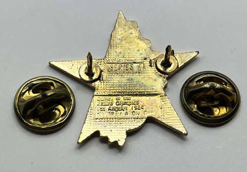 1984 Los Angeles Olympic Gymnastics Pin ~ Sam the Eagle Series II Blue Star Parallel Bars
