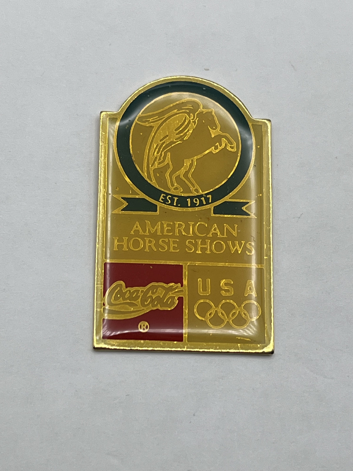 Coca-Cola Olympic Sponsor Pin ~ American Horse Shows Equestrian ~ USA Olympic Rings
