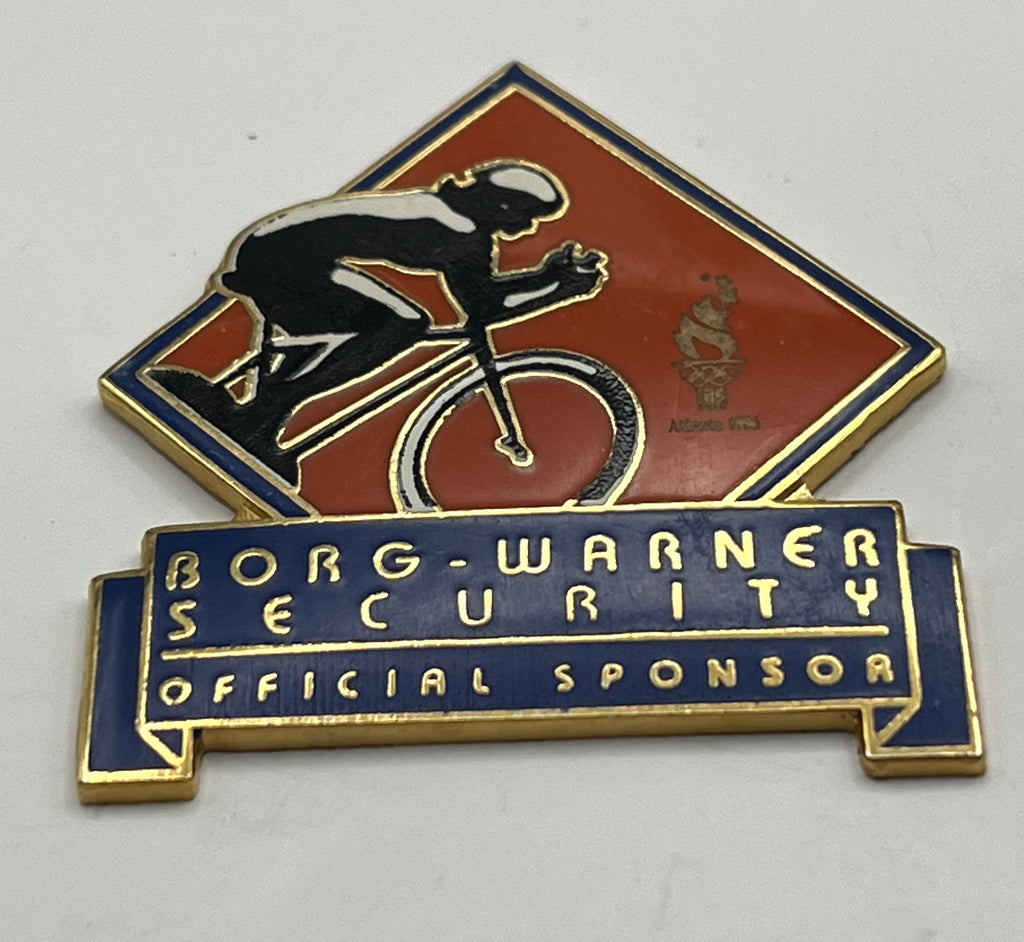 1996 Atlanta Olympic Cycling Pin ~ Borg-Warner Security Sponsor