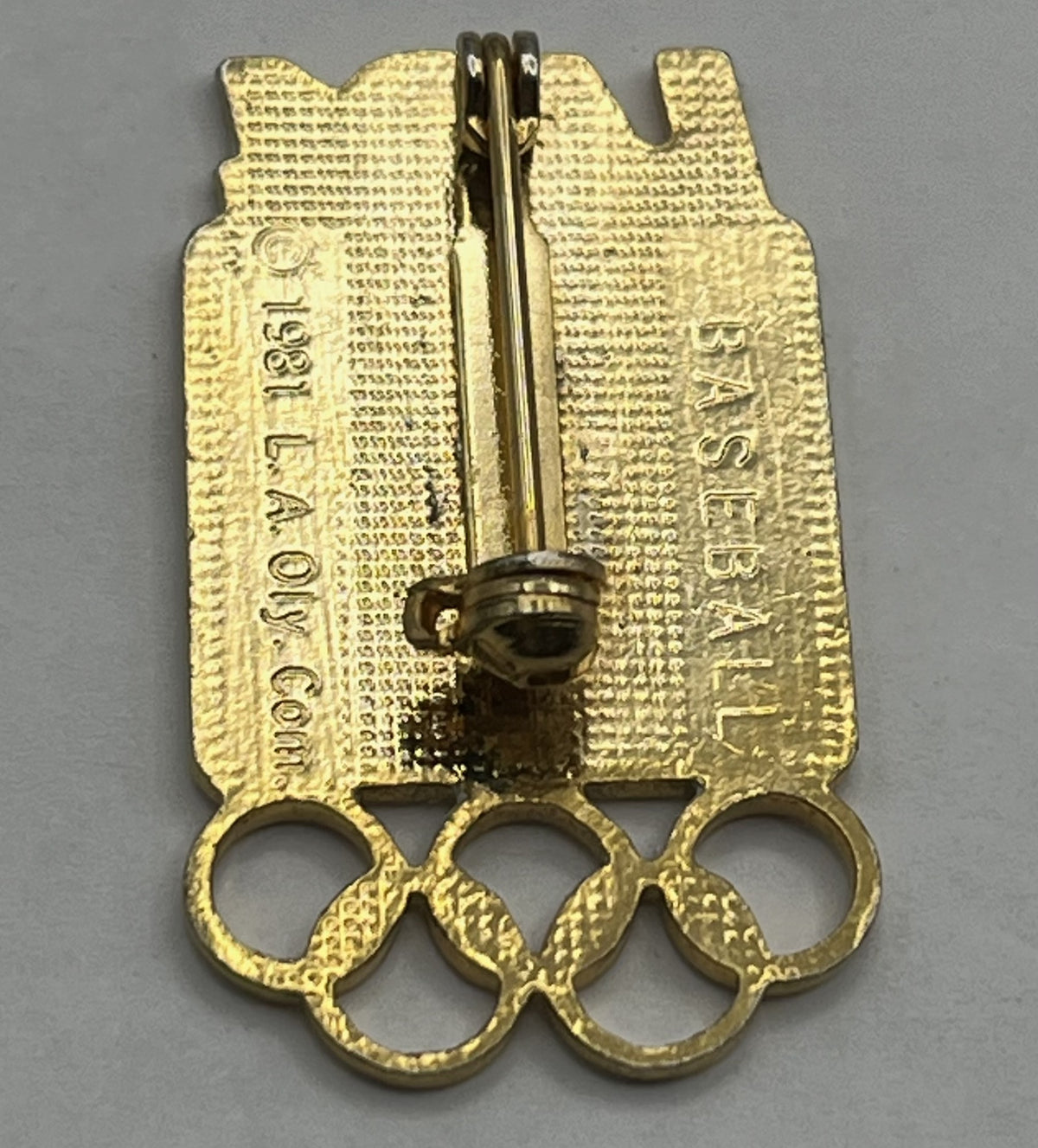 Baseball Olympic Pictogram Brooch Pin ~ 1984 Los Angeles Summer Games ~ LA