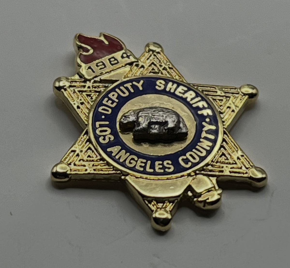 1984 Olympic Pin ~ LASD Deputy Sheriff Star 3D Pin on Pin Bear Torch