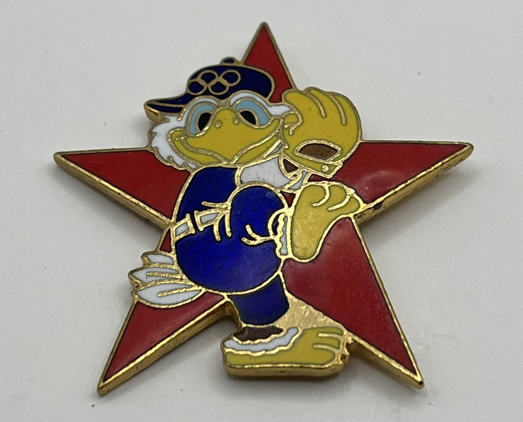 1984 Los Angeles Olympic Baseball Pin ~ Sam the Eagle Series II Red Star