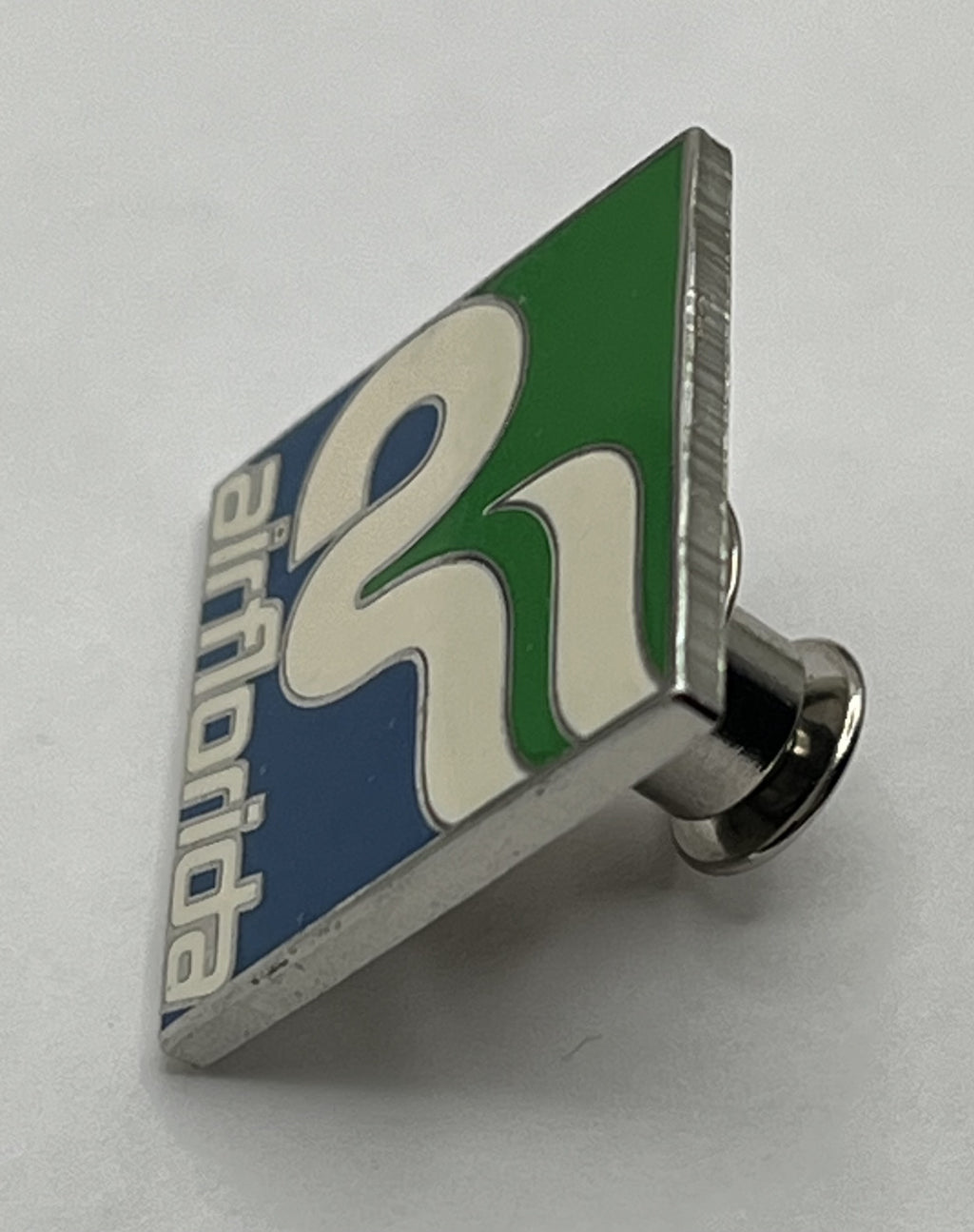 Air Florida Airline Pin ~ Green, White & Blue Logo ~ Gold Gift Box