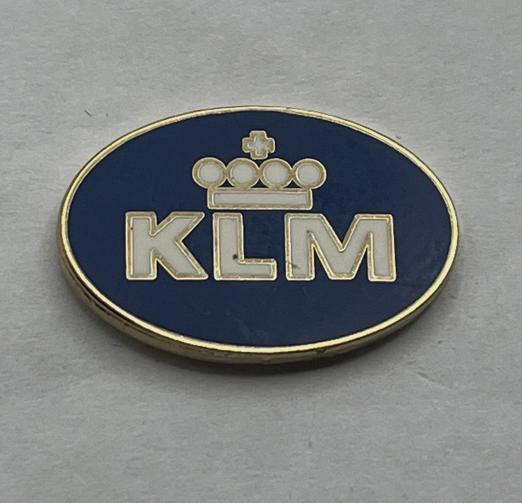 KLM Royal Dutch Airlines Pin ~ Blue Oval Crown Logo