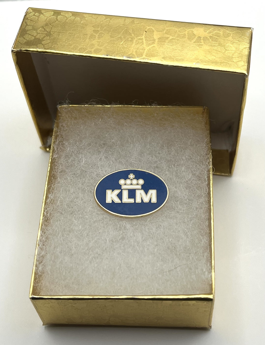 KLM Royal Dutch Airlines Pin ~ Blue Oval Crown Logo