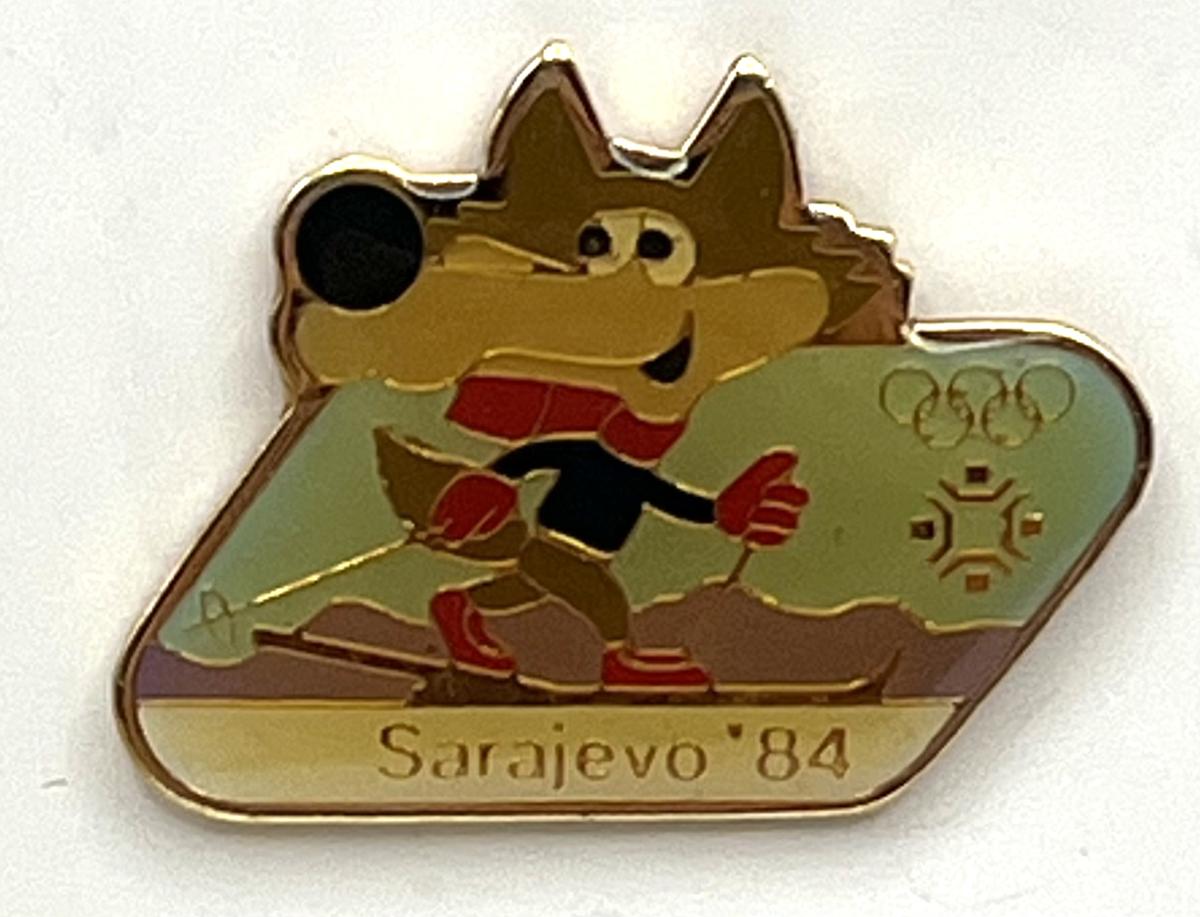 1984 Sarajevo Olympic Pin ~ Vučko Mascot Set ~ Cross-Country Skiing